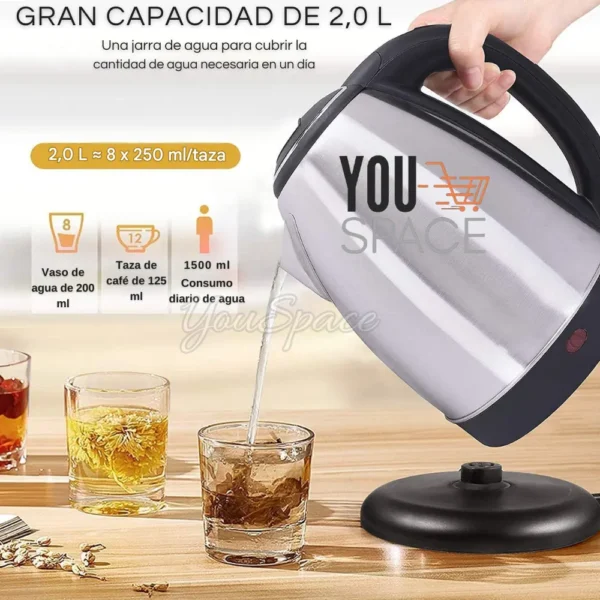 HERVIDOR ELECTRICO (6) HERVIDOR ELECTRICO DE AGUA ACERO INOXIDABLE - 2 LITROS -1500W