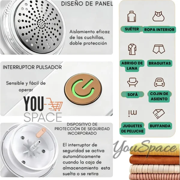QUITA PELUSA (2) QUITA PELUSA RECARGABLE