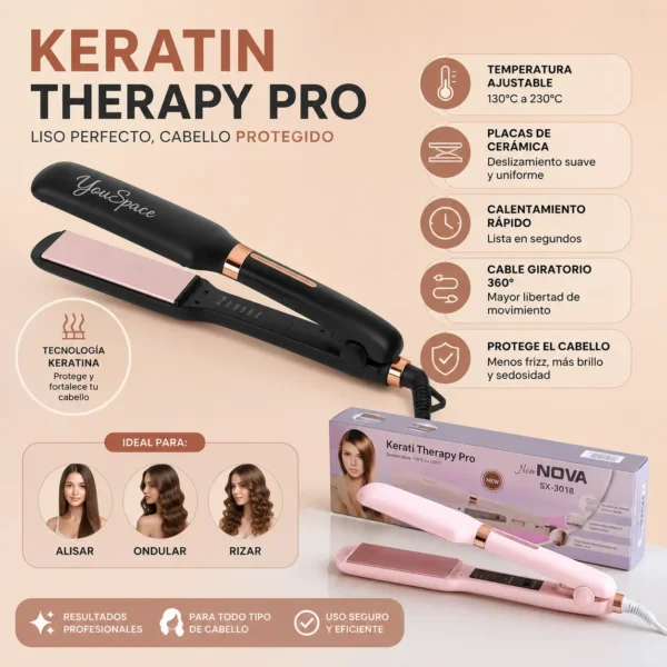 PLANCHA PARA ALISADO DE CABELLO KERATIN PRO NOVA