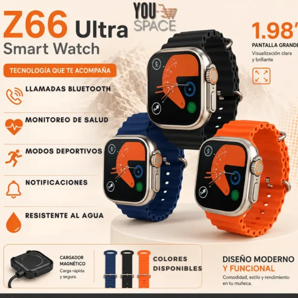 RELOJ Z66 (2) SMARWATCH- RELOJ INTELIGENTE Z66 ULTRA WATCH 8-49 mm