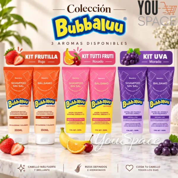PACK CAPILAR BUBBALUU (2) PACK SHAMPOO SIN SAL Y BALSAMO BUBBALUU 350ML