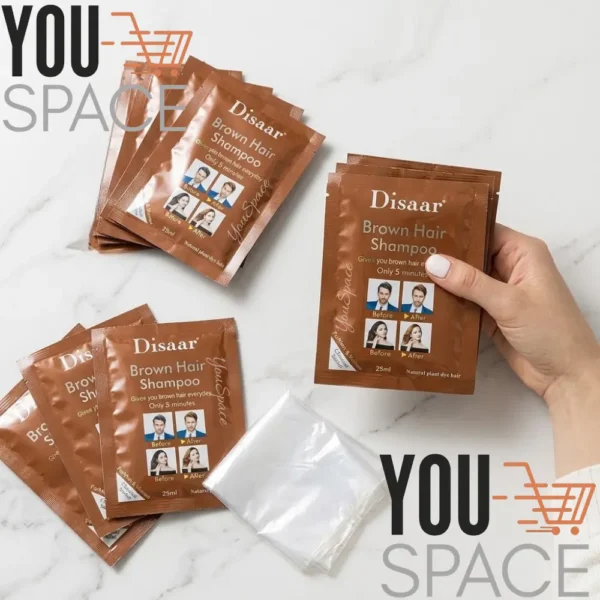 PACK X10 SACHETS DE SHAMPOO TINTURADOR DISAAR CASTAÑO NATURAL 25ML