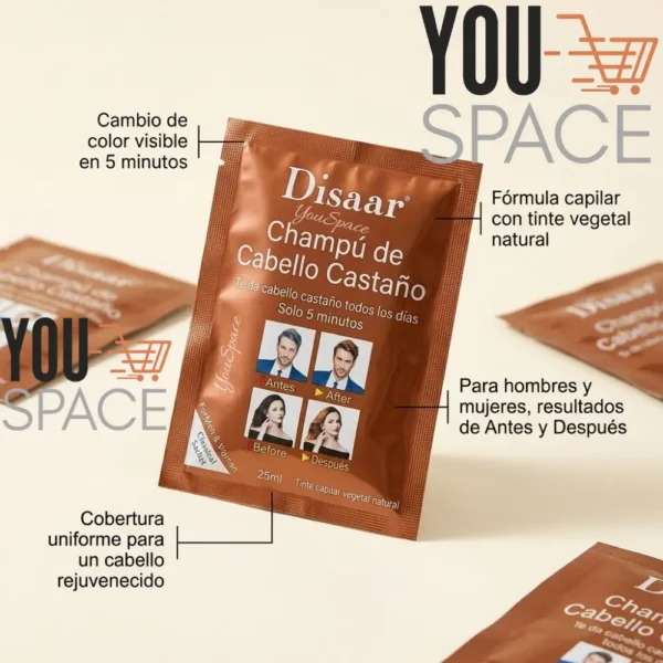PACK X10 SACHETS DE SHAMPOO TINTURADOR DISAAR CASTAÑO NATURAL 25ML