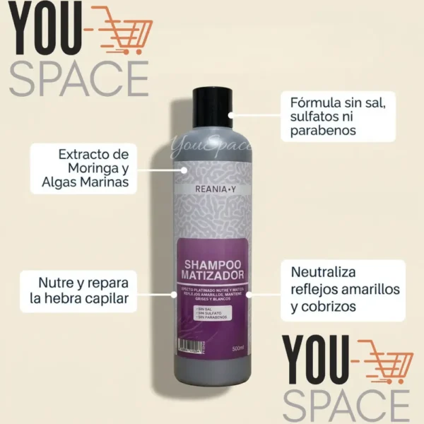 SHAMPOO MATIZADOR VIOLETA PARA CABELLOS RUBIOS REANIA 500ML