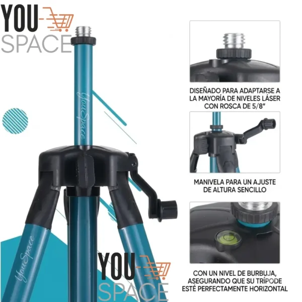 6 (70) TRIPODE DE ALUMINIO AJUSTABLE PARA NIVELES LASER AUTONIVELANTES