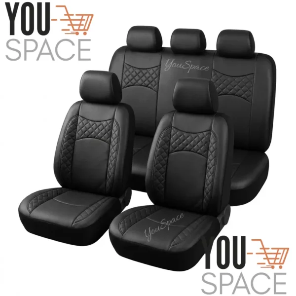 7 (38) SET FORROS UNIVERSALES PARA ASIENTOS DE AUTO 10 PIEZAS TEJIDO MAYA EXPANDIBLE