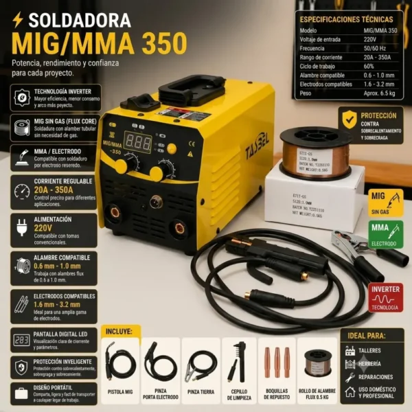 7 (42) SOLDADORA INVERTER PORTATIL PROFESIONAL TASBEL