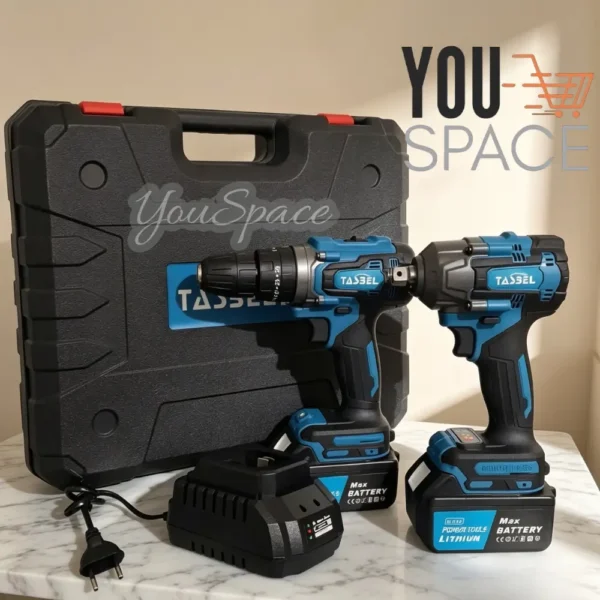 KIT TALADRO + LLAVE DE IMPACTO TASBEL (1) KIT TALADRO PERCUTOR Y LLAVE DE IMPACTO-MARCA TASBEL