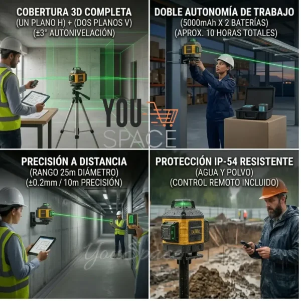 NIVEL LASER 16 LINEAS (6) NIVEL LASER INALAMBRICO DE 16 LINEAS 4D- MARCA TASBEL