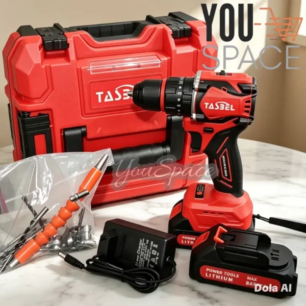 TALADRO TASBEL ROJO (2) TALADRO DESTORNILLADOR-PERCUTOR INALAMBRICO CON MANDRIL METALICO- MOTOR BRUSHLESS- TASBEL