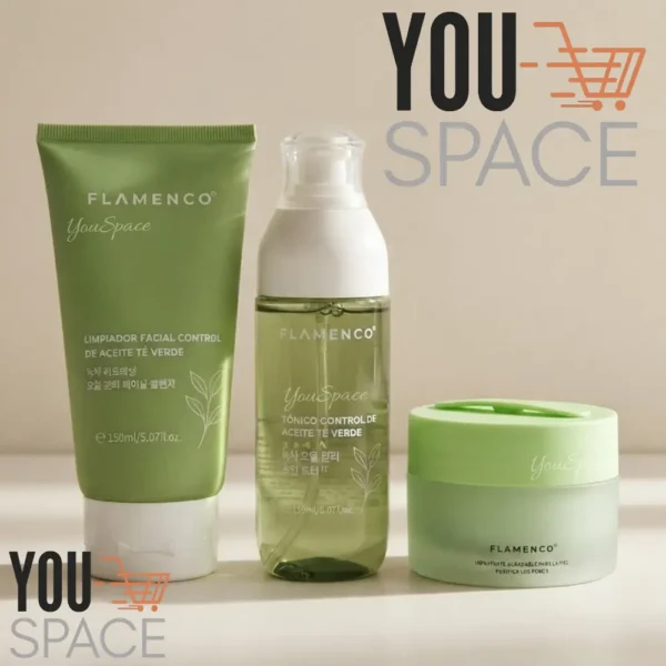 SET CUIDADO FACIAL 3 PRODUCTOS DE TE VERDE ANTI GRASA FLAMENCO