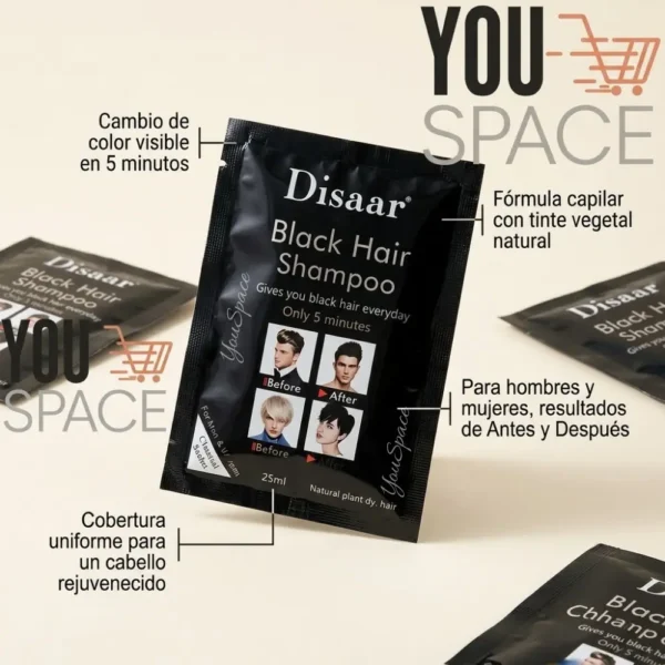 PACK X10 SACHETS DE SHAMPOO TINTURADOR DISAAR NEGRO 25ML
