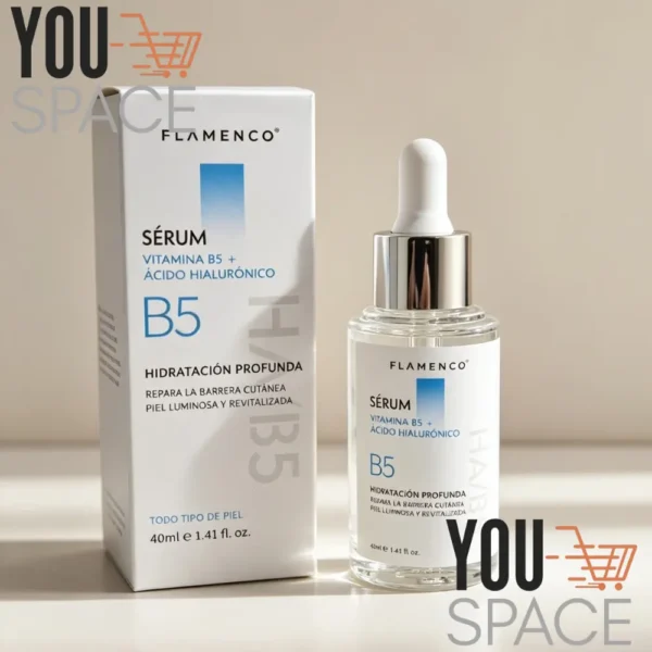 6 (82) KIT CUIDADO FACIAL HIDRATACION PROFUNDA VITAMINA B5 + ACIDO HIALURONICO FLAMENCO