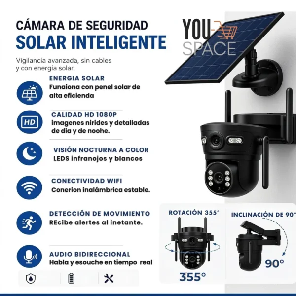 CAMARA CON PANEL SOLAR  DOBLE LENTE 4G- (CHIP)