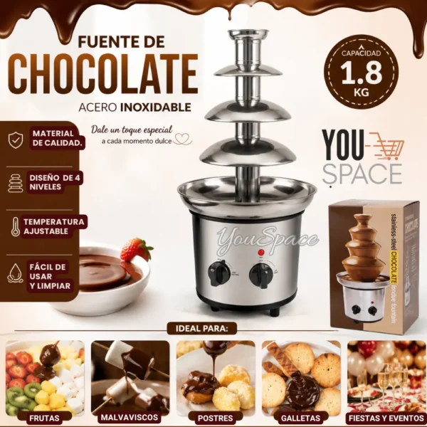 FUENTE DE CHOCOLATE 4 NIVELES (7) FUENTE DE CHOCOLATE 4 NIVELES DE ACERO INOXIDABLE