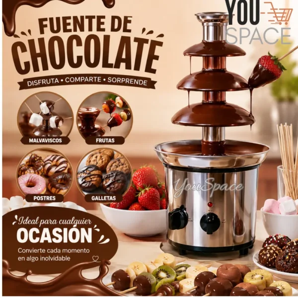 FUENTE DE CHOCOLATE 4 NIVELES (8) FUENTE DE CHOCOLATE 4 NIVELES DE ACERO INOXIDABLE