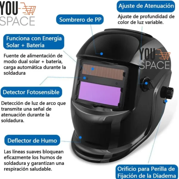 MASCARA PARA SOLDAR (7) MASCARA PARA SOLDAR FOTOSENSIBLE CON OSCURECIMIENTO AUTOMATICO- TASBEL