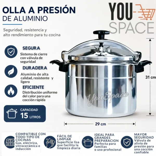 OLLA DE PRESION DE 15 LITROS (6) OLLA DE PRESION DE ALUMINIO DE 15 LITROS