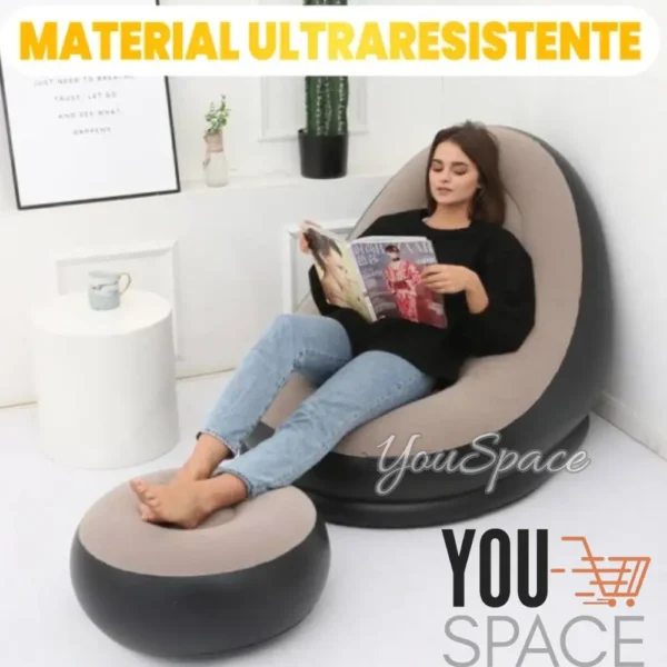SOFA INFLABLE CON POSA PIE (10) SILLON PUFF INFLABLE CON POSA PIES