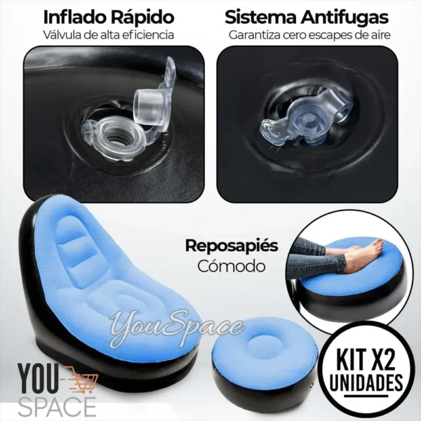 SOFA INFLABLE CON POSA PIE (7) SILLON PUFF INFLABLE CON POSA PIES
