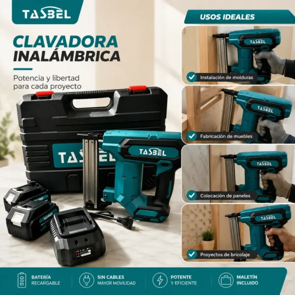 CLAVADORA Y ENGRAPADORA TASBEL (9) CLAVADORA Y ENGRAPADORA INALAMBRICA- MOTOR BRUSHLESS- TASBEL