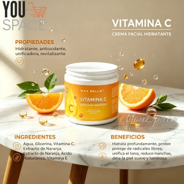 CREMA FACIAL HIDRATANTE DE VITAMINA C MAX BELLE (4) CREMA FACIAL HIDRATANTE DE VITAMINA C MAX BELLE