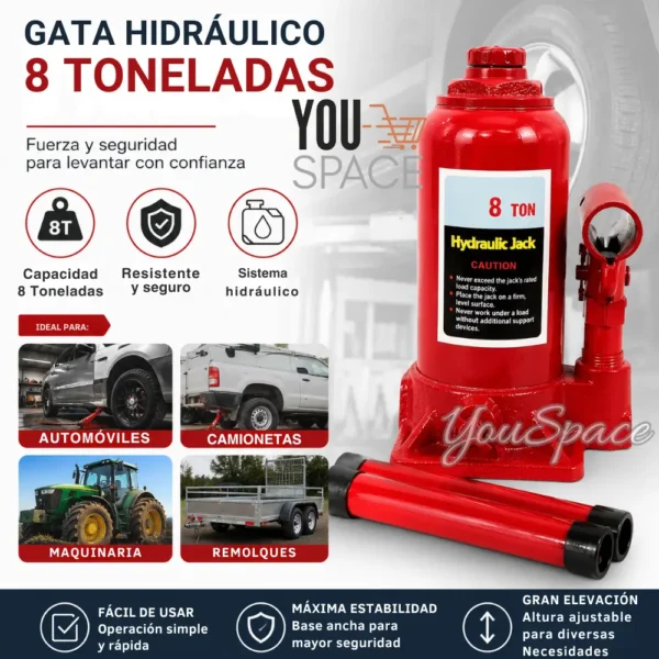 GATA HIDRAULICA 8 TON (4) GATA HIDRAULICA TIPO BOTELLA 8 TONELADAS