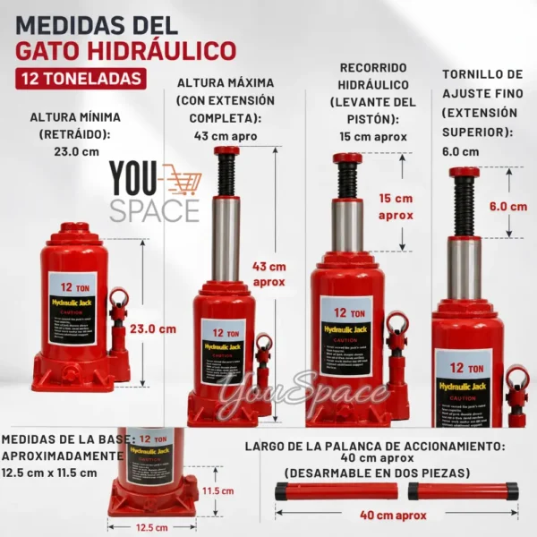 GATA HIDRAULICA TIPO BOTELLA 12 TON (1) GATA HIDRAULICA TIPO BOTELLA 12 TONELADAS