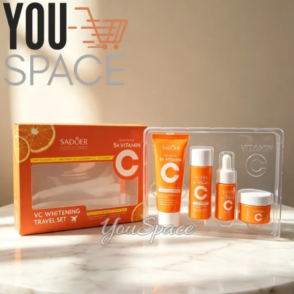 KIT DE VIAJE CUIDADO FACIAL SADOER 5X- VITAMINA C (2) SET FACIAL 5X DE VITAMINA C- SADOER- PARA VIAJE