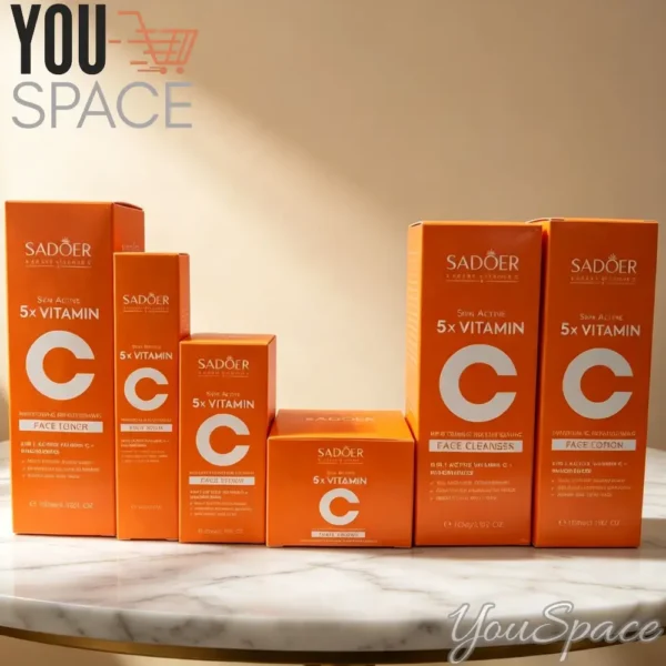 KIT  CUIDADO FACIAL SADOER VITAMINA C- 6 PRODUCTOS
