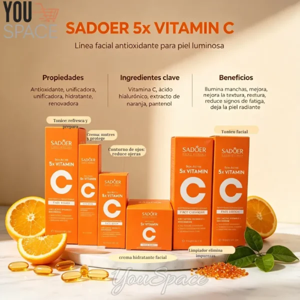 KIT FACIAL SADOER VITAMINA C- 6 PRODUCTOS (2) KIT CUIDADO FACIAL SADOER VITAMINA C- 6 PRODUCTOS