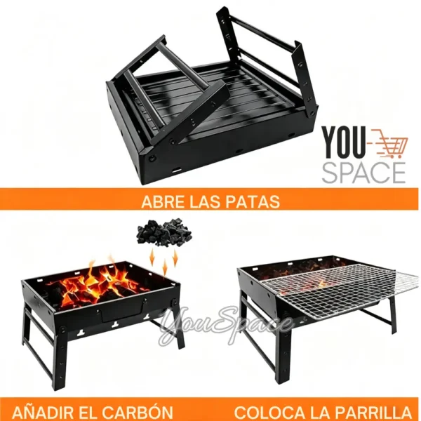 PARRILLERA PORTATIL A CARBON PLEGABLE (8) PARRILLERA PORTATIL A CARBON PLEGABLE