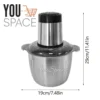 PROCESADOR DE ALIMENTOS CON ENVASE DE ACERO INOXIDABLE 2L (3) PROCESADOR DE ALIMENTOS CON ENVASE DE ACERO INOXIDABLE 2L-250W