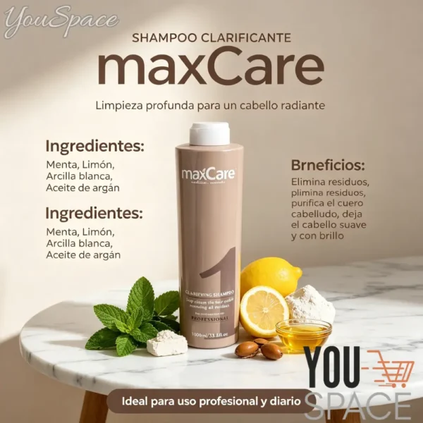 SHAMPOO CLARIFICANTE REMOVEDOR DE RESIDUOS MARCA MAXCARE (4) SHAMPOO ANTIRESIDUOS MAXCARE SIN SAL
