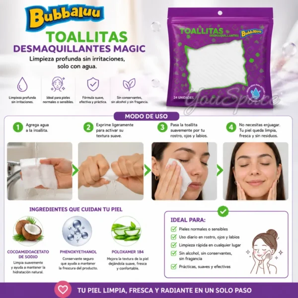 TOALLITAS DESMAQUILLANTES MAGIC BUBBALUU (4) TOALLITAS DESMAQUILLANTES MAGIC BUBBALUU