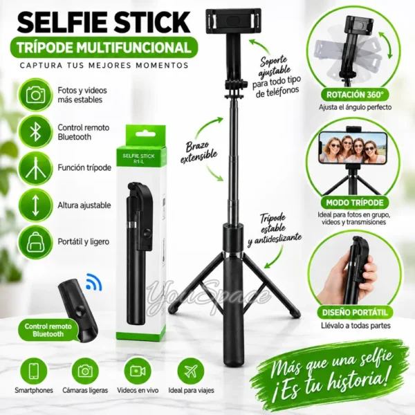 BASTON SELFIE EXTENSIBLE CON TRIPODE INTEGRADO (1) BASTON SELFIE EXTENSIBLE CON TRIPODE INTEGRADO CON BLUETOOH