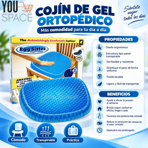 COJIN EN GEL DE SILICONA (3) COJIN EN GEL DE SILICONA ORTOPEDICO EGG SITTER