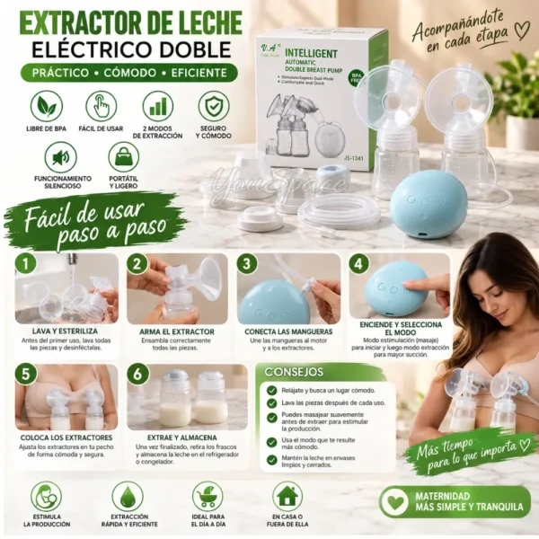 EXTRACTOR DE LECHE DOBLE ELECTRICO V.A (3) EXTRATOR DE LECHE DOBLE AUTOMATICO ELECTRICO V.A.