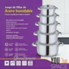 JUEGO DE 5 OLLAS DE ACERO INOXIDABLE CON MANGO DE ACERO DORADO Y TAPAS DE VIDRIO (5) JUEGO DE 5 OLLAS DE ACERO INOXIDABLE CON MANGO DE ACERO DORADO Y TAPAS DE VIDRIO