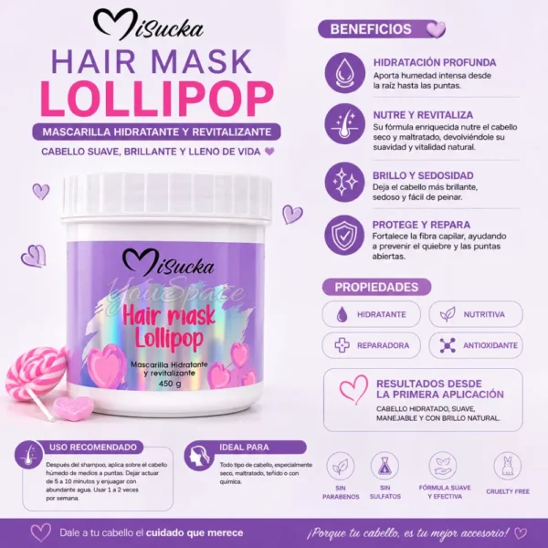 MASCARILLAS CAPILAR HAIR MASK MISUCKA 450 GRAMOS (5) MASCARILLAS CAPILAR HAIR MASK MORADA MISUCKA 450 GRAMOS