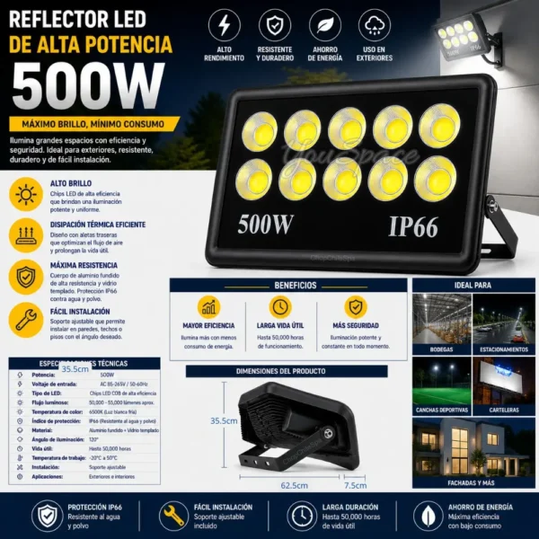 REFLETOR LED DE ALTA POTENCIA PARA EXTERIORES (3) REFLECTOR LED DE ALTA POTENCIA PARA EXTERIORES