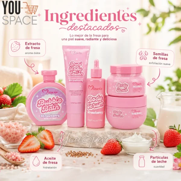 SET DE CUIDADO CORPORAL DE FRUTULLA (STRAWBERRY) MISUCKA (2) SET DE CUIDADO CORPORAL DE FRUTILLA (STRAWBERRY) MISUCKA